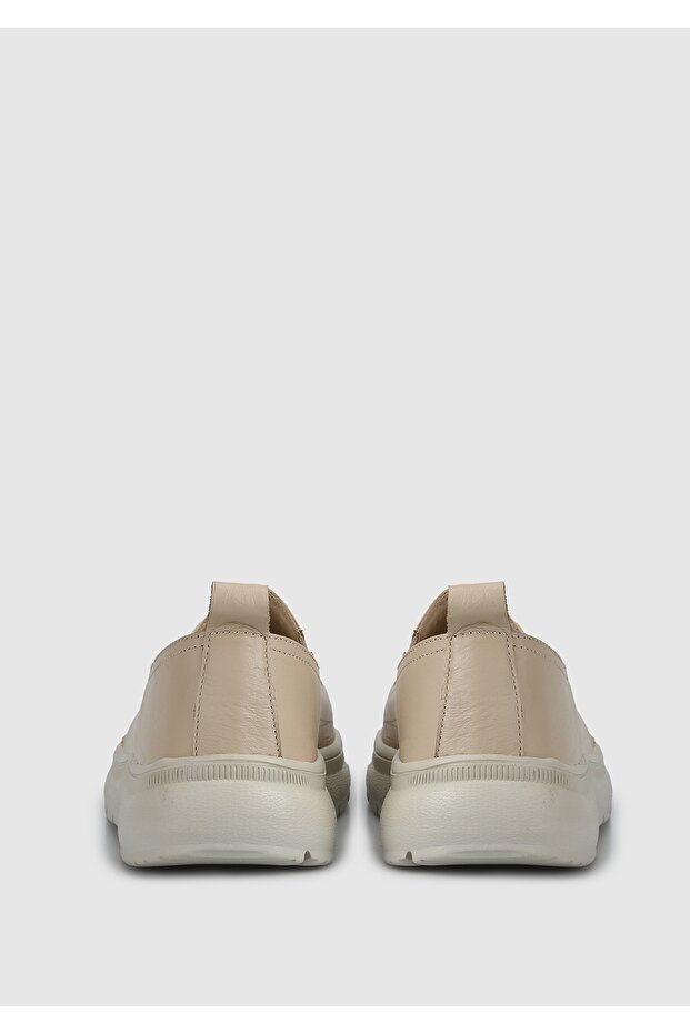 Bej Deri Kadın Ayakkabı - 4