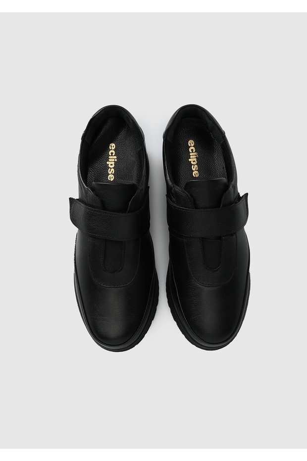 Siyah Deri Kadın Ayakkabı - 5