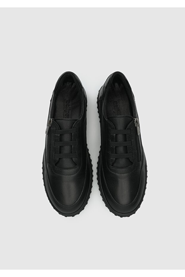 Siyah Deri Kadın Ayakkabı - 5