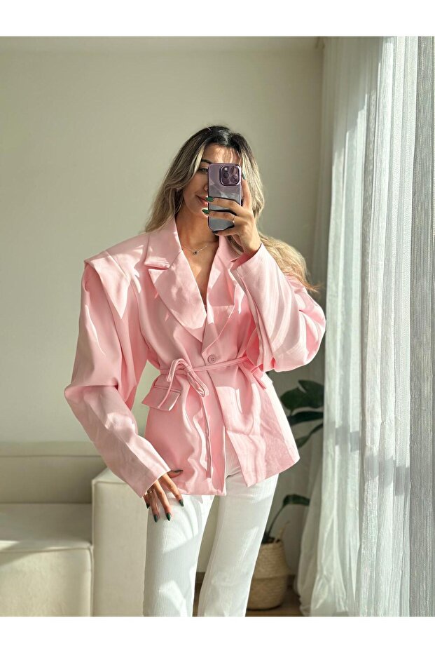 Pink Maribo Padded Belted Jacket - 6