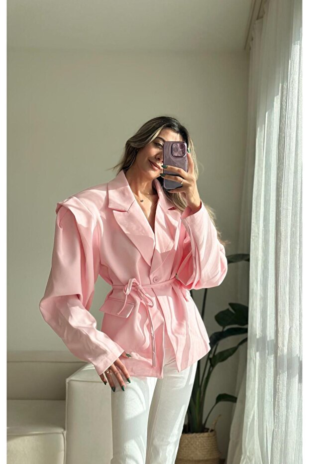 Pink Maribo Padded Belted Jacket - 7
