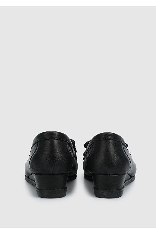 Siyah Deri Kadın Ayakkabı - 4