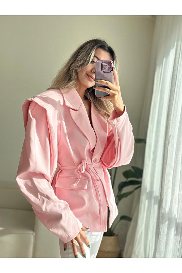 Pink Maribo Padded Belted Jacket - 4