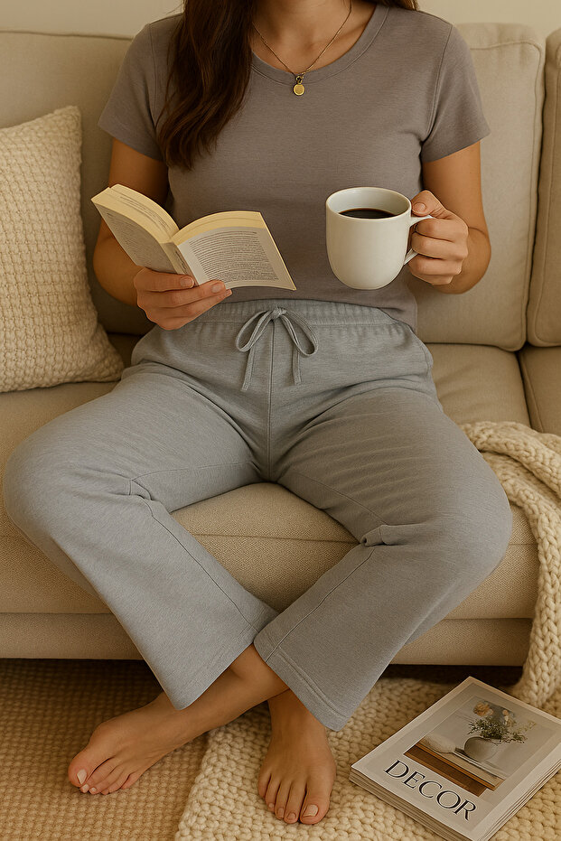 Gri Tek Alt Pijama - 3