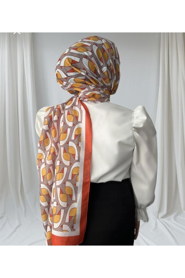 Mineleşarp Geometric Patterned Soft Shawl - 1