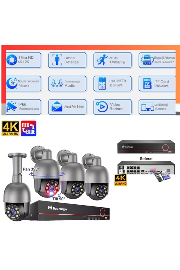 Surveillance Kit with 4 Cameras 8 MP (4K) IR 30m, P2P Multi-User Access - 5