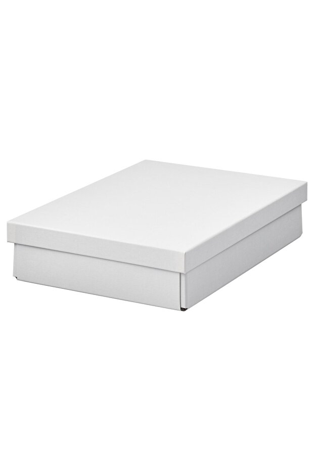 FJÄDERHARV Storage box with lid, white, 25 x 35 x 8 cm