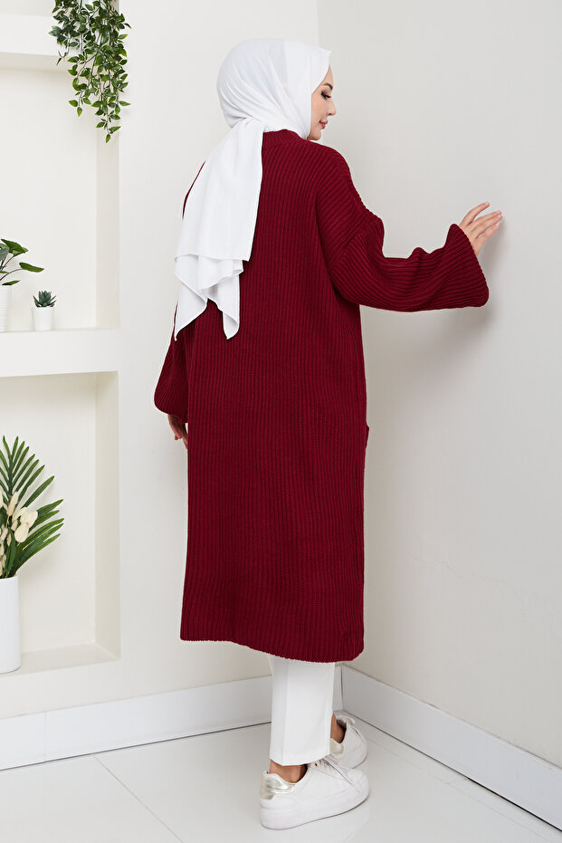 Kadın Saç Örgü Cepli Triko Tunik - 5