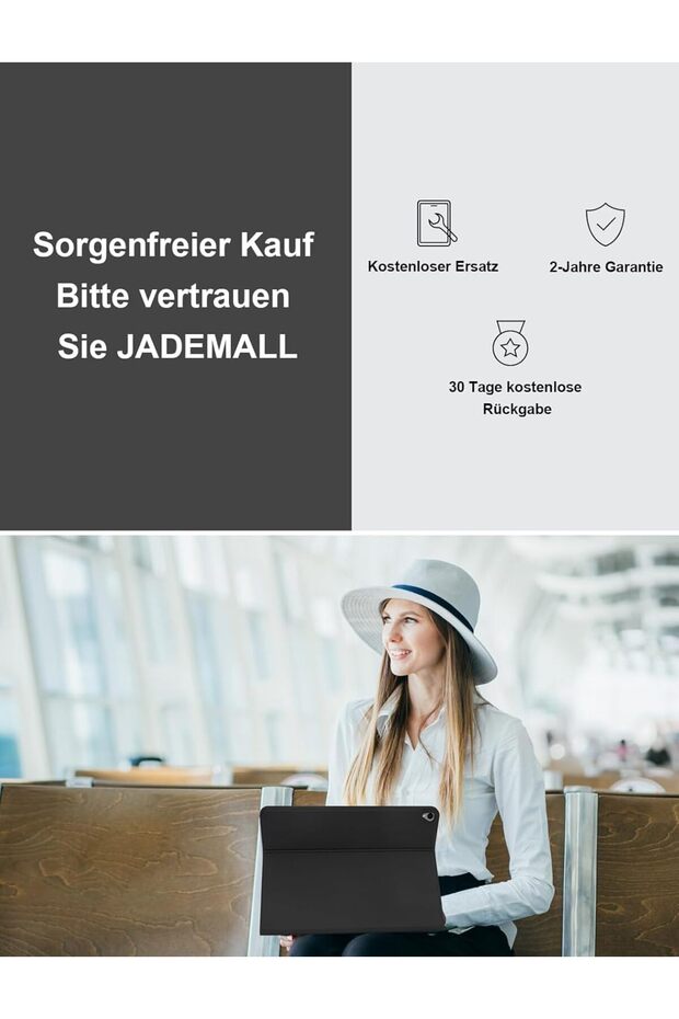 Muzz Galaxy Tab A9 Plus 2023-11 Inch Keyboard Case, Magnetic Wireless Bluetooth QWERTZ Arabic and En - 2