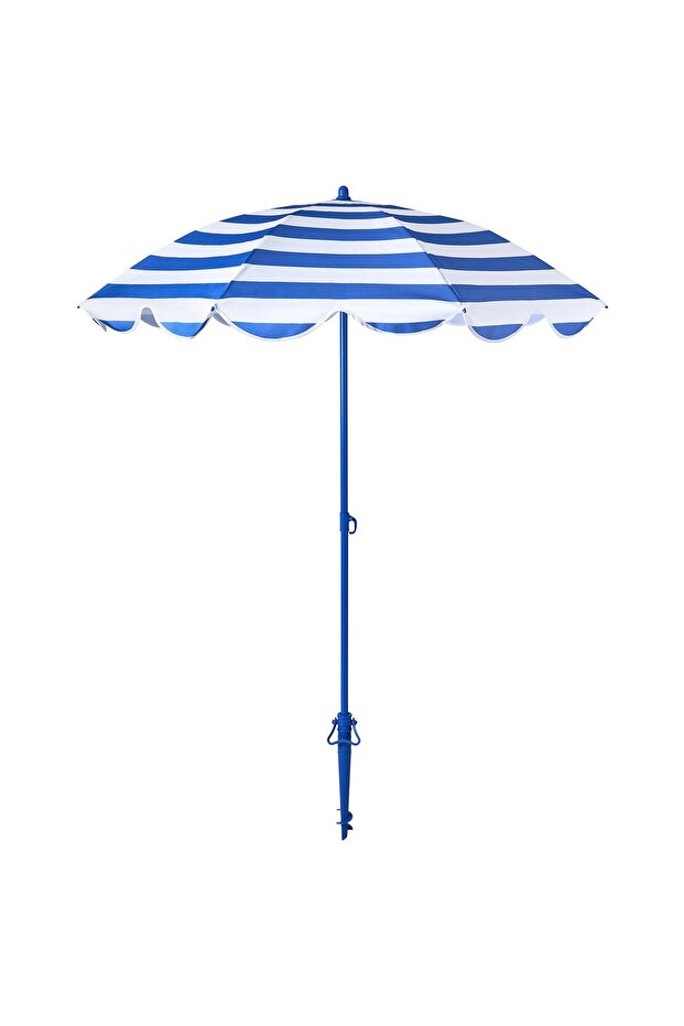STRANDÖN Parasol, blue/white, 140 cm