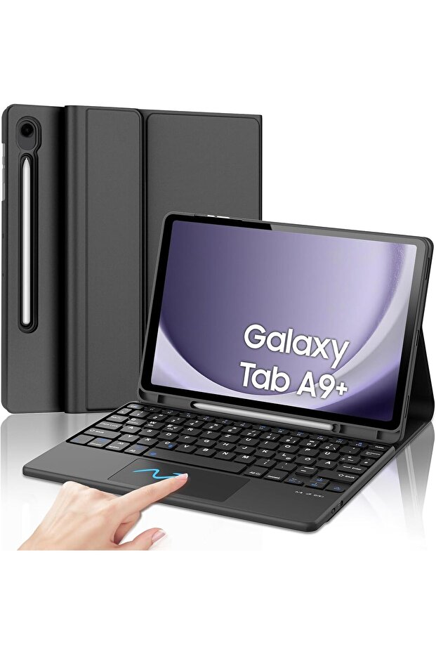 Galaxy Tab A9+ Keyboard Case with Touchpad, QWERTY Layout, Tablet Cover, Black