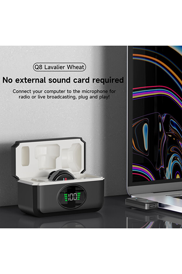 Q 8 Wireless Lavalier Microphone with Charging Case, Noise Cancellation Feature - 4