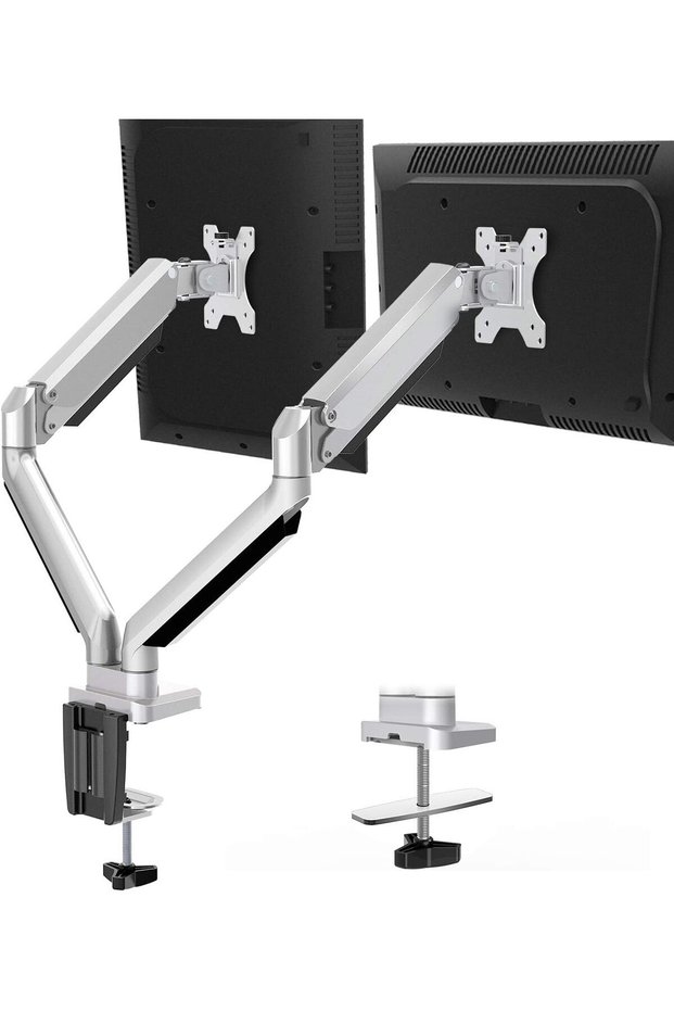 Dual Monitor Desk Mount, Die-Cast Aluminum Fully Adjustable Double Monitor Arm with Gas Spri