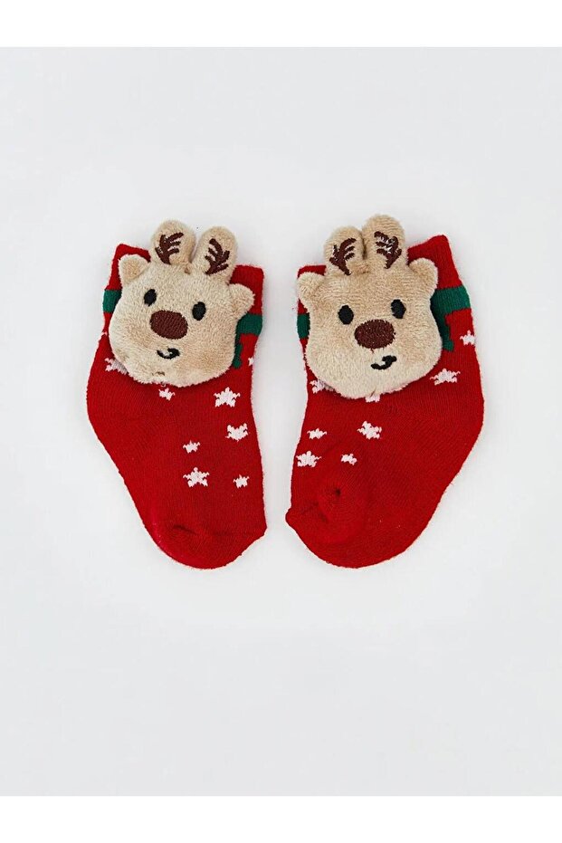 Yılbaşı Temalı Erkek Bebek Ev Çorabı (W5) - 2