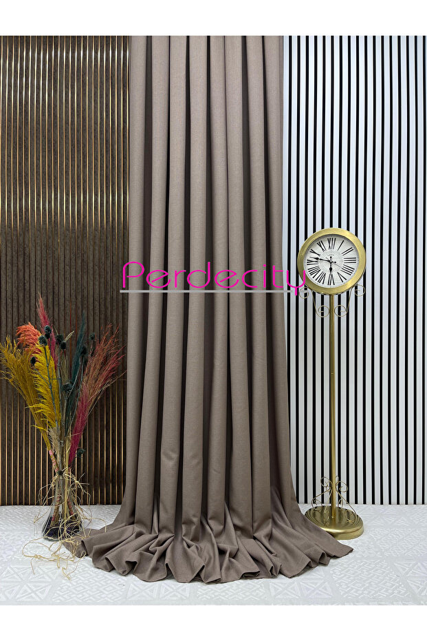 Natural Linen Bohemian Style Dark Mink Background Curtain 1X3, Not Easily Wrinkled, Suitable for Any Room