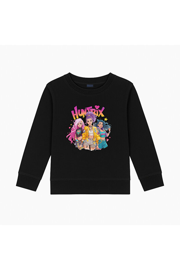 Kpop Demon Hunters Hunterix Demon Hunters (Bltz30030) Design Printed 3-Thread Sweatshirt (4-13 Years)