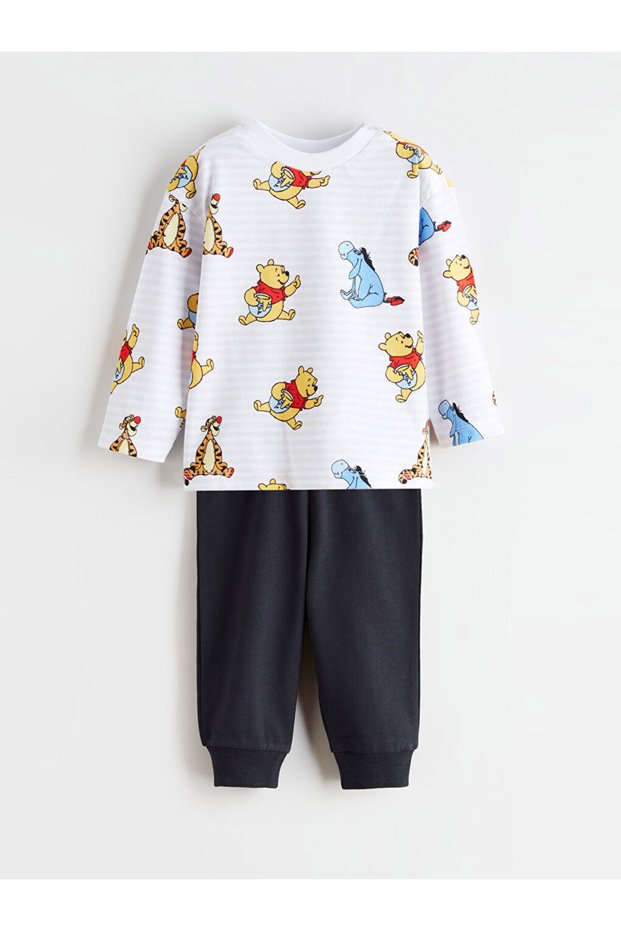 Lcw Baby Ekru Winnie the Pooh Printed Baby Boy Sweatshirt and Sweatpants Set of 2