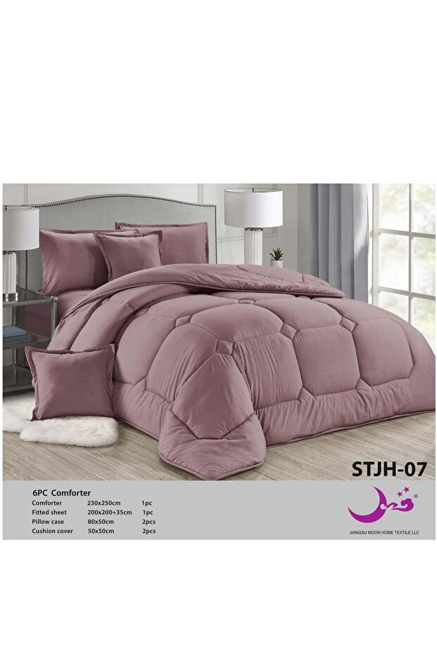طقم لحاف سرير مزدوج ملكي، 6 قطع، 230×250 سم