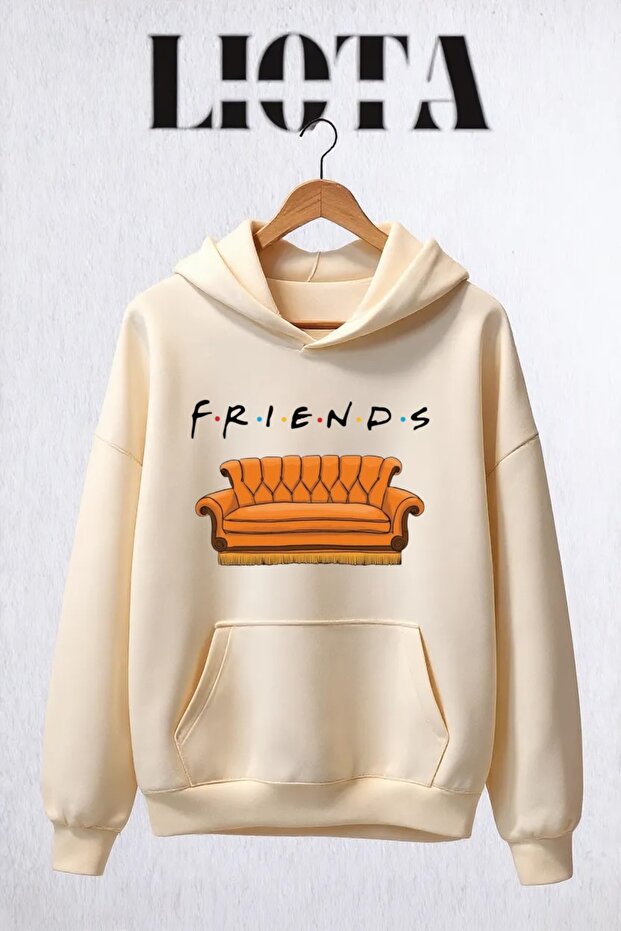 سويت شيرت قطني كبير الحجم مطبوع عليه Friends مكون من 3 خيوط