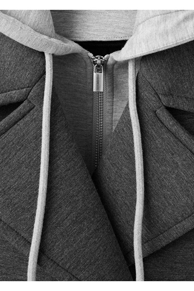 Kombine kapüşonlu ceket - 8