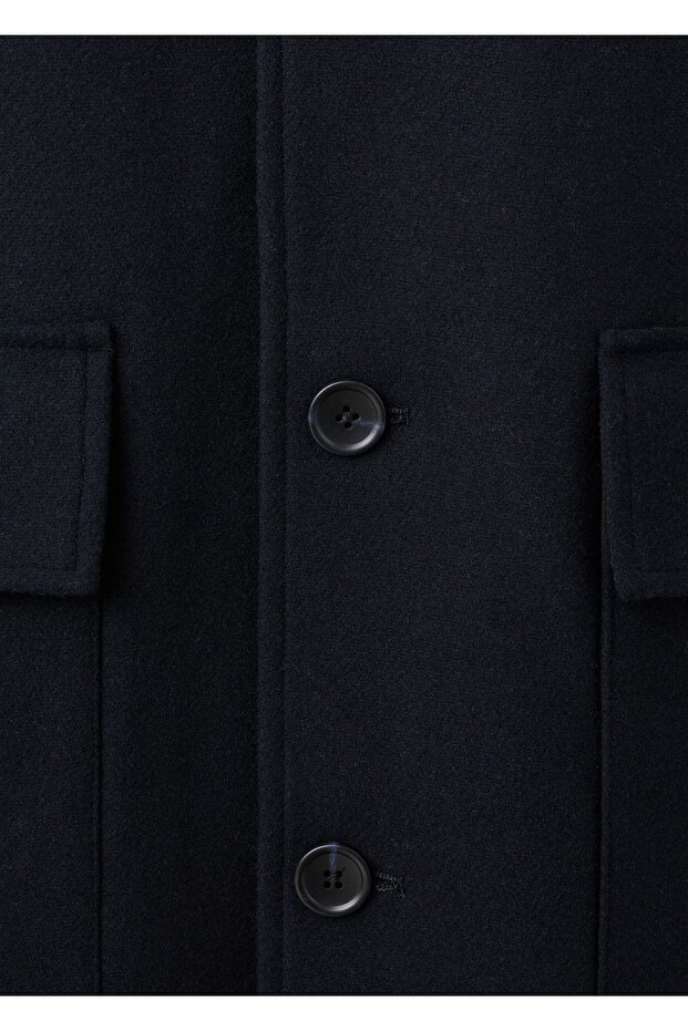 Kapüşonlu yün palto - 5