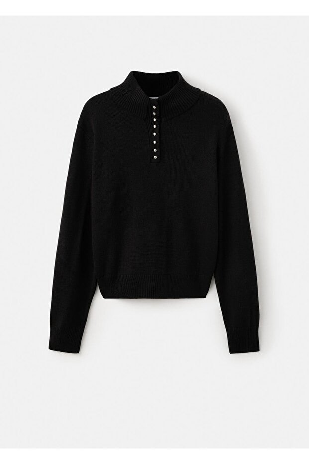 Perkins yaka düğmeli kazak - 3