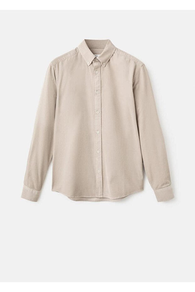 Klasik kesim mikro fitilli kadife gömlek - 3