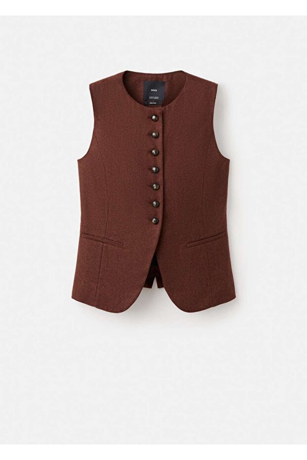 Yün karışımlı düğmeli yelek - 3