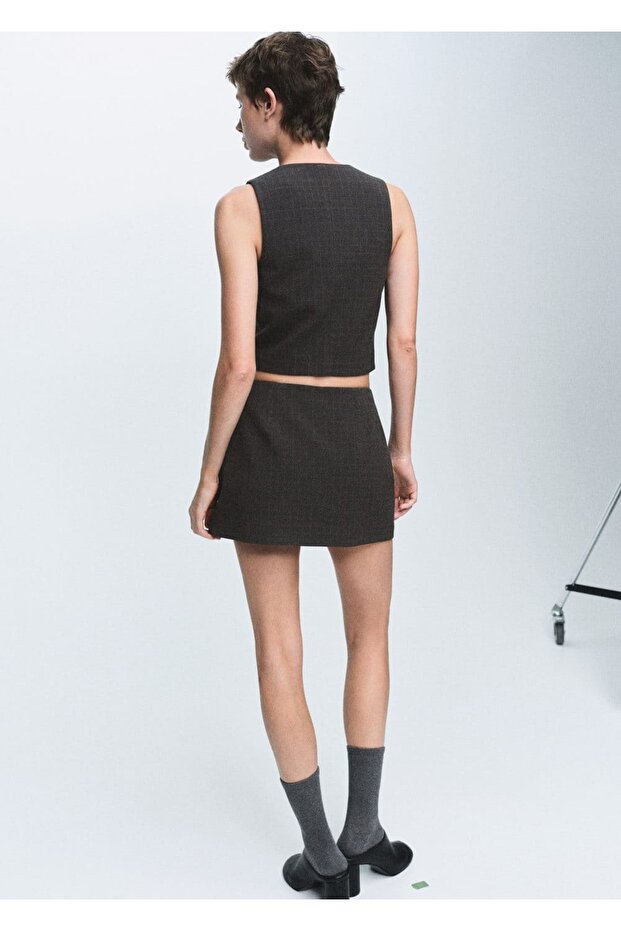 Kareli kumaş yelek - 4