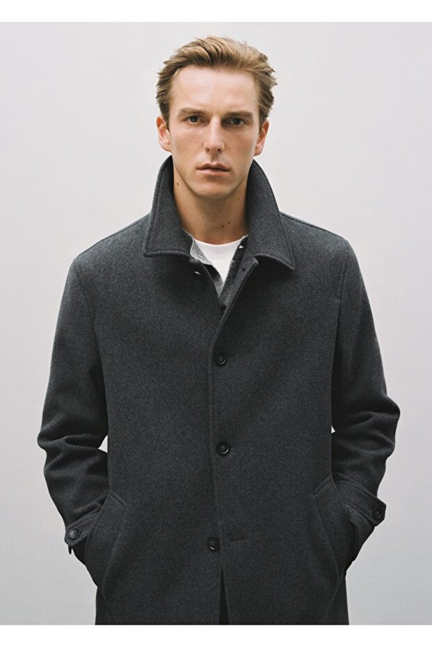 Çıkarılabilir kapüşonlu yün ceket - 7