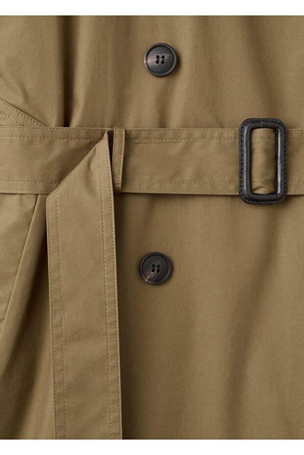 Kadife yaka çift düğmeli trençkot - 6