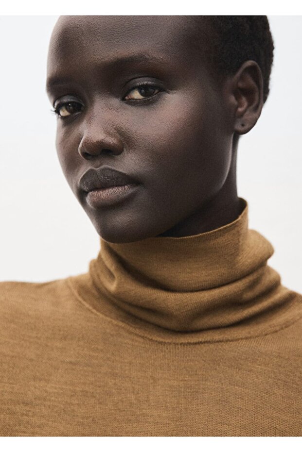 Yün karışımlı yüksek yaka kazak - 8