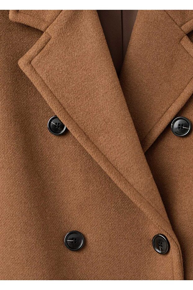 Kruvaze yün palto - 7