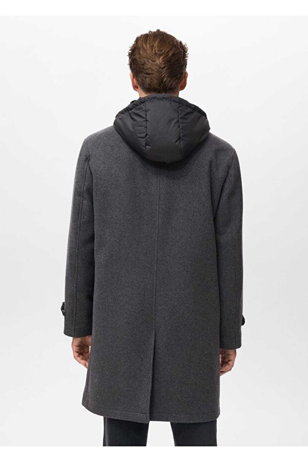 Çıkarılabilir kapüşonlu yün ceket - 4