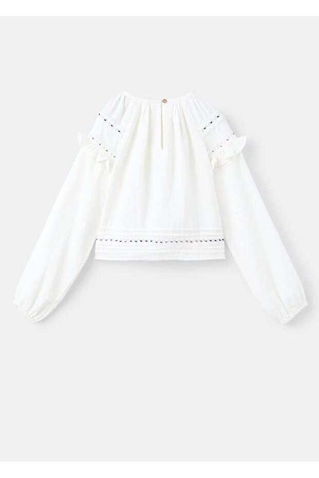 İşlemeli pamuklu bluz - 3