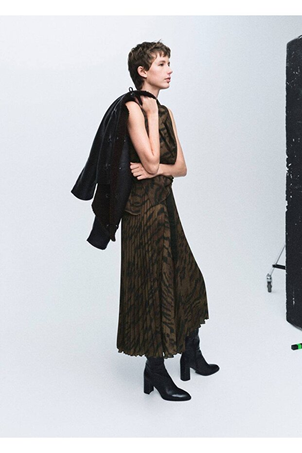 Kemerli pilili etek - 2