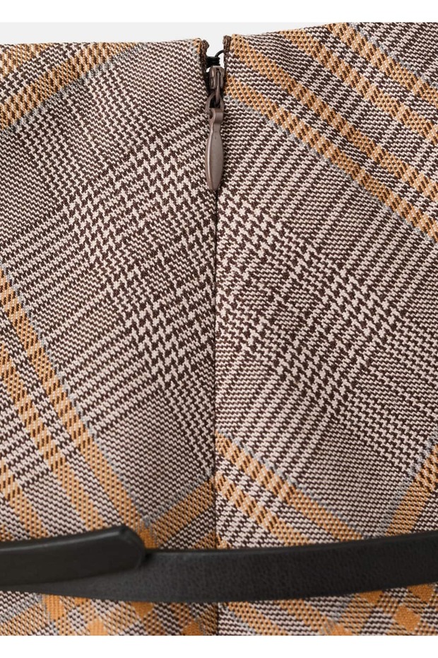 Kemerli kareli etek - 7