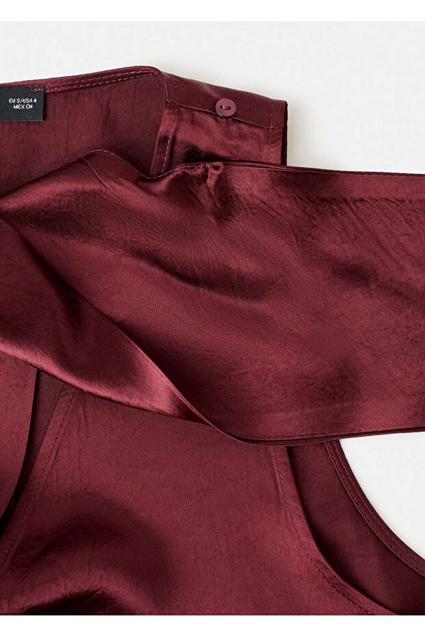 Saten fularlı bluz - 8