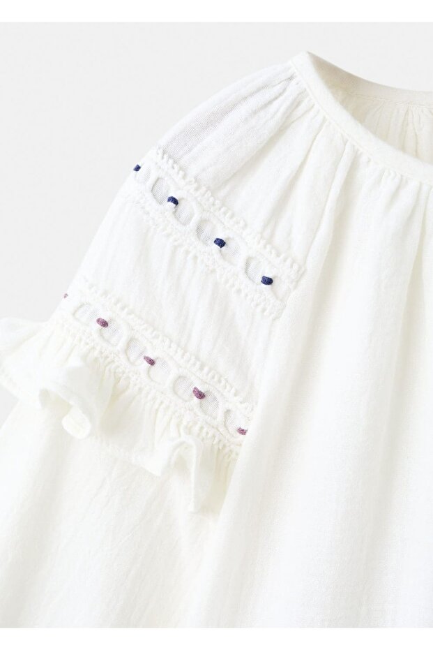 İşlemeli pamuklu bluz - 4