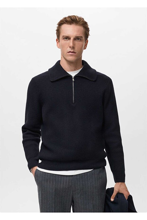 Fermuarlı triko kazak - 1