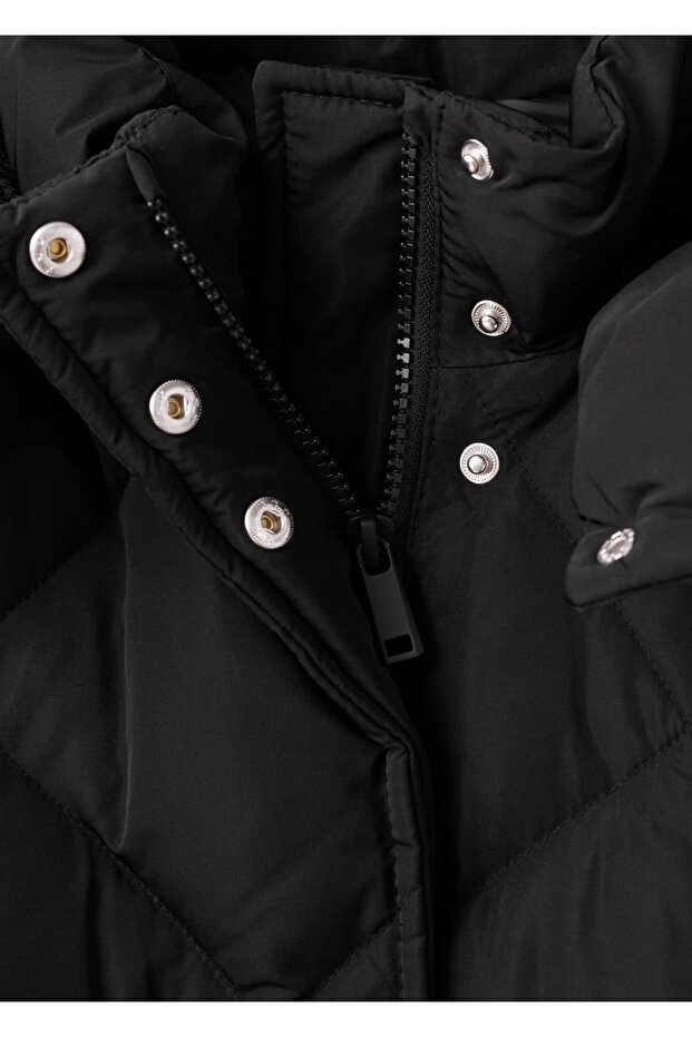 Kapüşonlu uzun kapitone anorak - 3