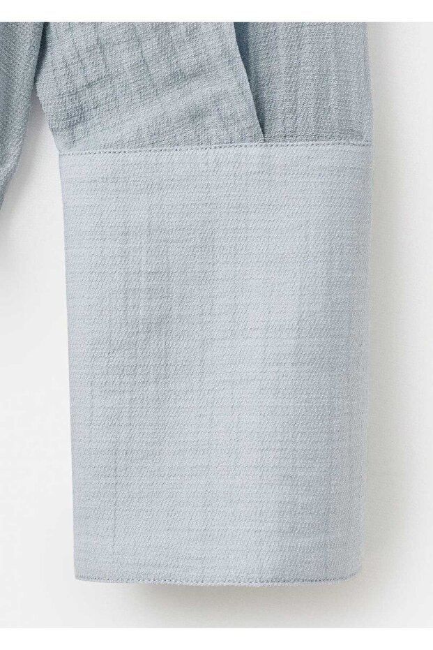 İşlemeli lyocell bluz - 5