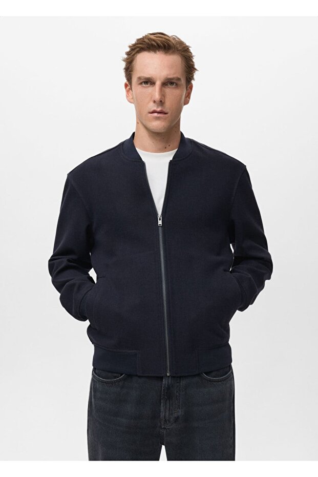 Fermuarlı bomber sweatshirt - 1