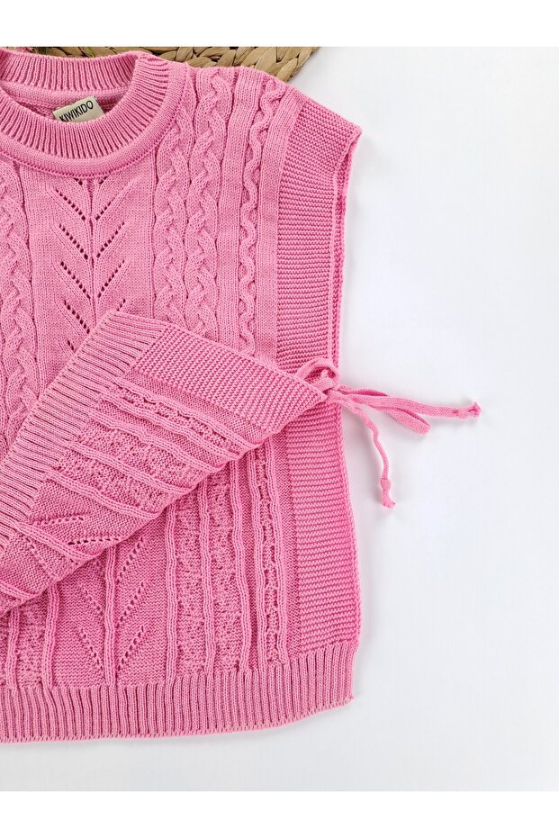 Girls' Style Knitted Knitwear Pullover Sweater Cardigan with Open Sides Ties - 3