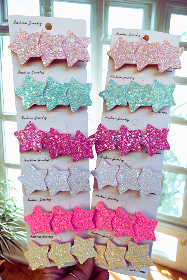 Glittery Glitter Star Shaped Pen Buckle 2 Pieces