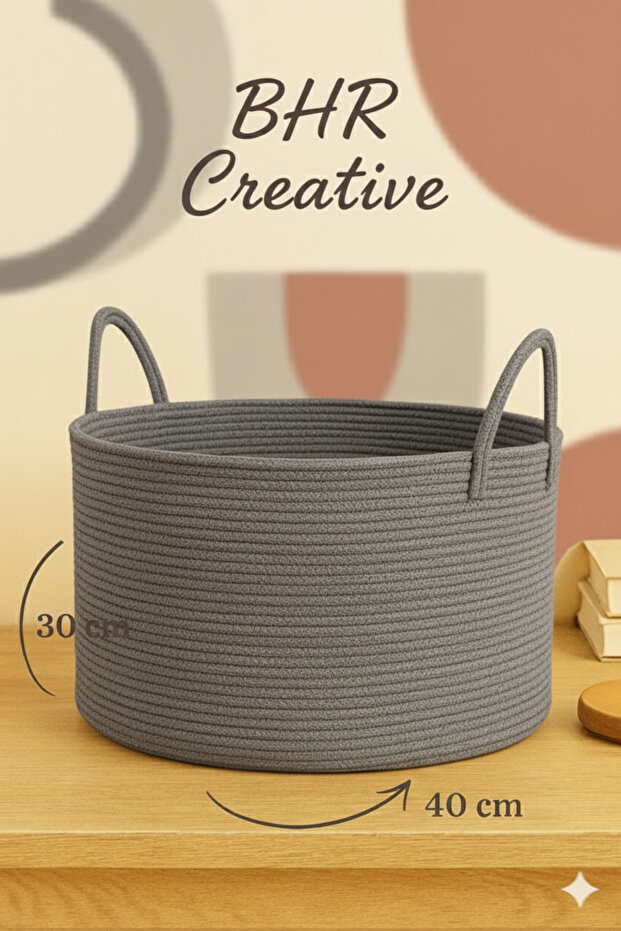 Special Cotton Handled Jute Blanket Basket Wicker Toy Basket Jute Laundry Basket 40-30
