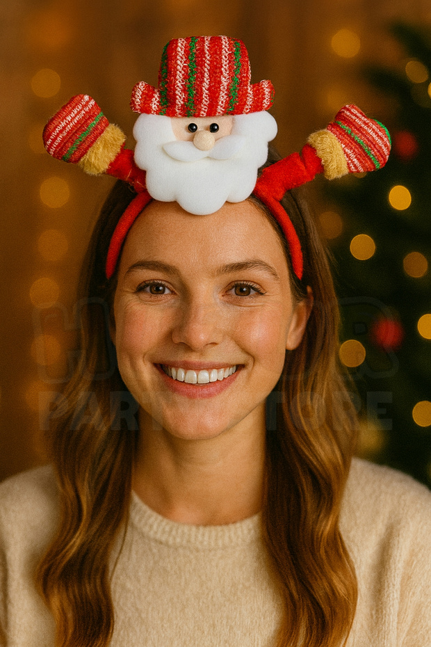 Plush Santa Claus Crown Luxury Quality Unisex Red Green Patterned Christmas New Year Crown Accessory