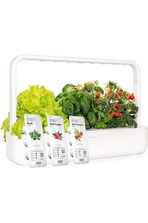Click & Grow Smart Garden 9 Indoor Home Garden (Includes 3 Mini Tomato, 3 Basil, 3 Chili Pepper Plan