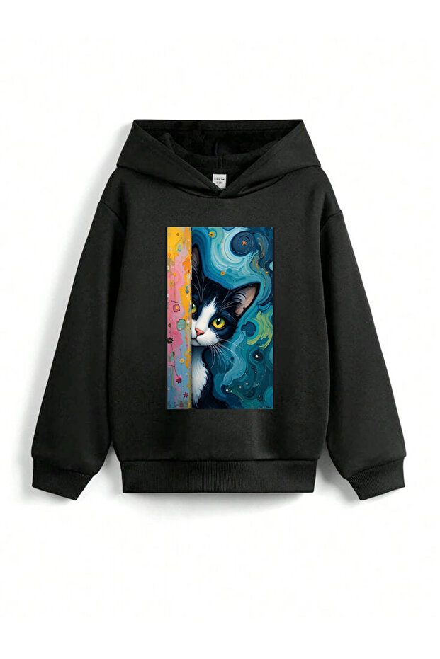 Cute Cats Printed Hooded Children's Sweatshirt