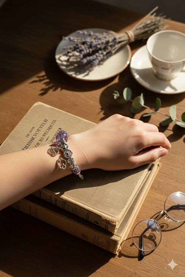 Çarmlı bileklik mor - 1